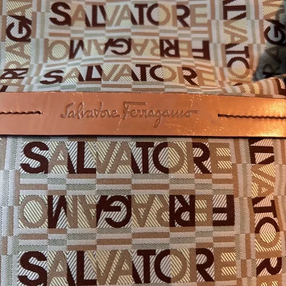 Salvatore Ferragamo Tan and Brown Logo Cross Body - Picture 2 of 7